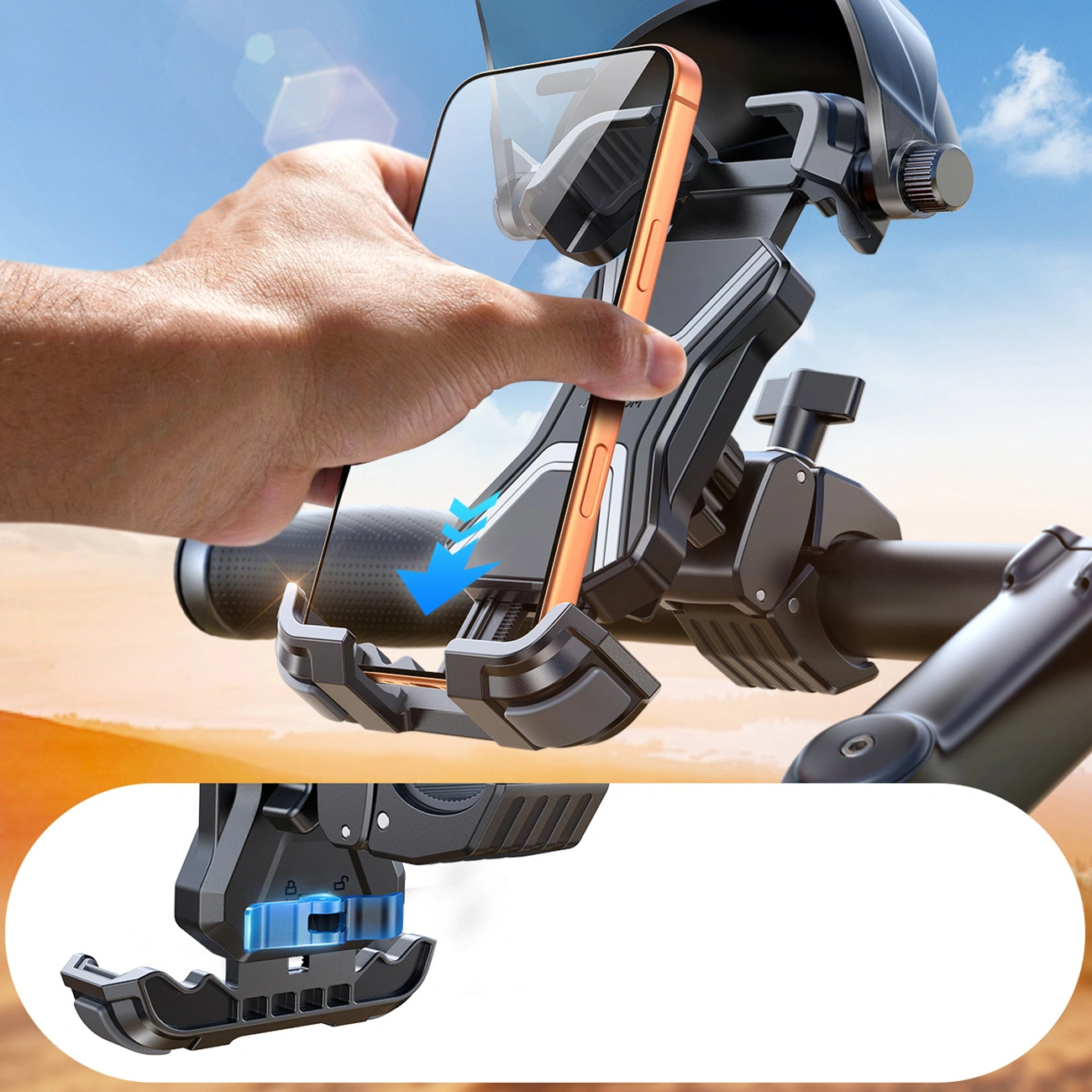 Držač za bicikl motocikl sa suncobranom Joyroom JR-ZS528, 4.7inch - 7inch, Crna