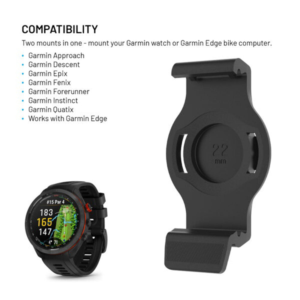 Nosilac za bicikl Fixed za Garmin Watch 22mm / Edge računar, Crni