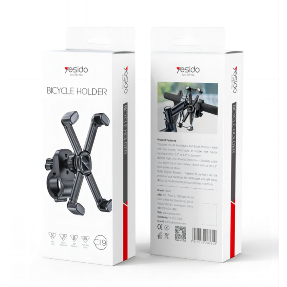 Nosilac za bicikl Yesido C191, 4.5inch - 6.8inch, Crni