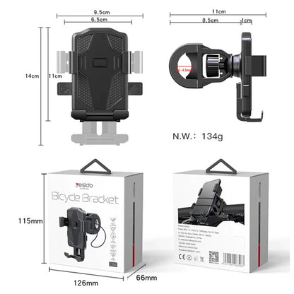 Držač za bicikl Yesido C94, 4inch - 6.5inch, Crni
