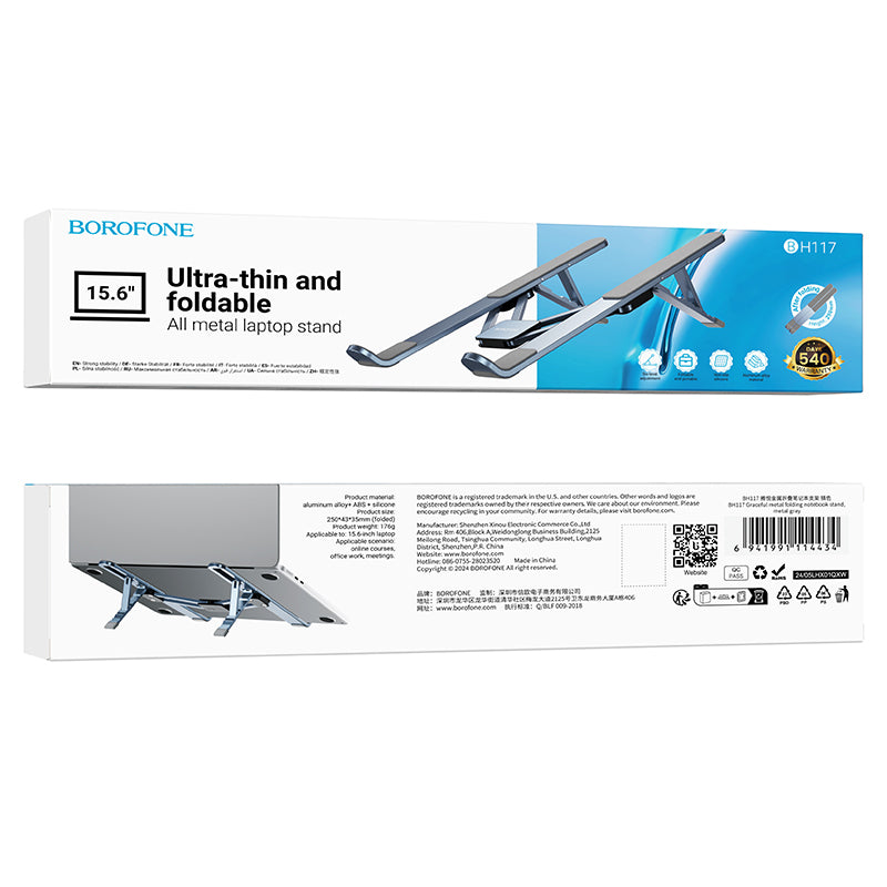 Podloga Borofone BH117 Graceful za laptop do 15.6 inča, Siva