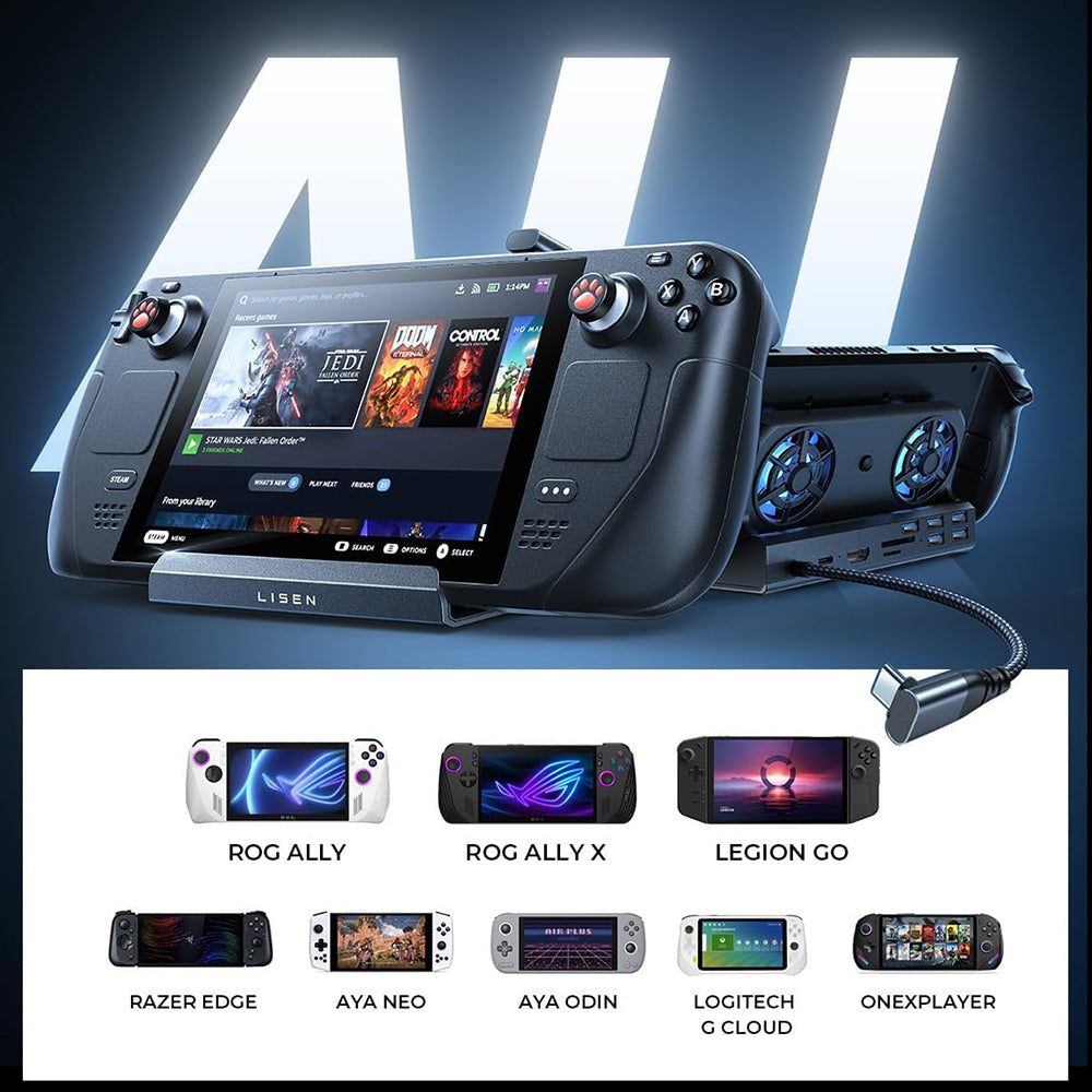 Hub Suport sa hladnjakom Lisen S1 za Konzolu ROG / Lenovo / Razer / Aya / Logitech / Onexplayer Series, Crni YL0423110005
