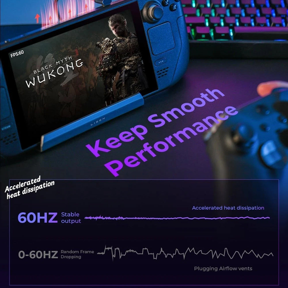 Hub Suport sa hladnjakom Lisen S1 za Konzolu ROG / Lenovo / Razer / Aya / Logitech / Onexplayer Series, Crni YL0423110005