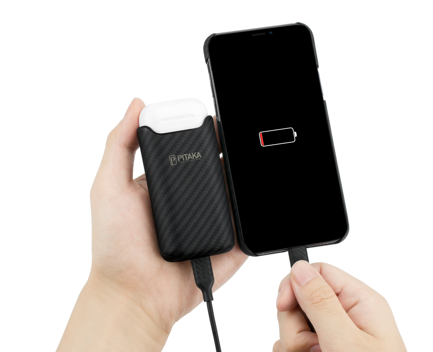 Pitaka Air Pal Premium Wireless External Battery for Apple Airpods Gen 1 / Gen 2, 1200mAh, 5W, Black AP1001 AP1001