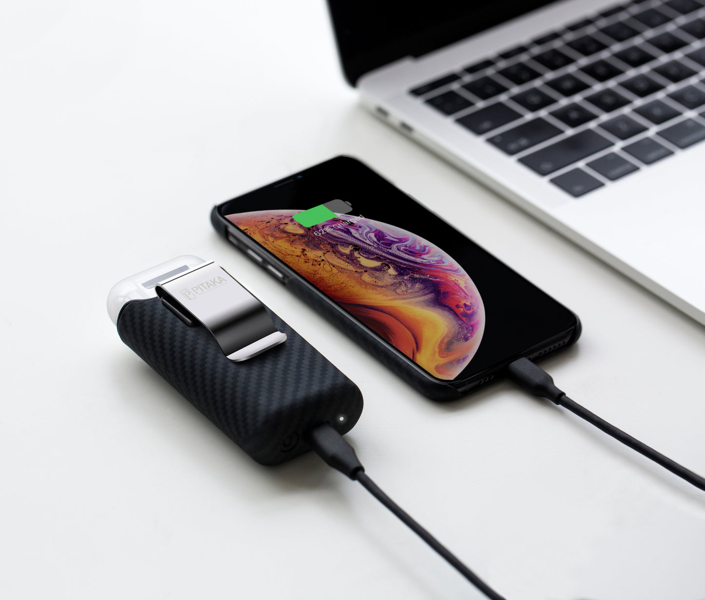 Pitaka Air Pal Premium Wireless External Battery for Apple Airpods Gen 1 / Gen 2, 1200mAh, 5W, Black AP1001 AP1001