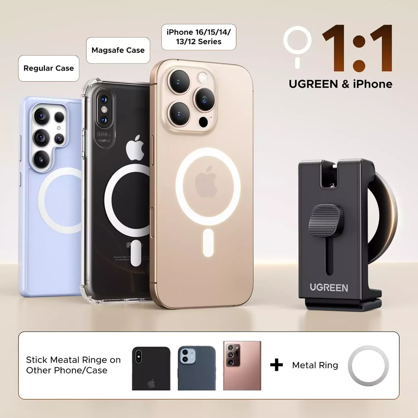 Magnetni nosač UGREEN LP863, Univerzalan, Crni