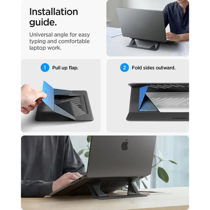 Spigen Slim Fold LD201-S6 držač za laptop max. 14 inča, Crni AMP11115