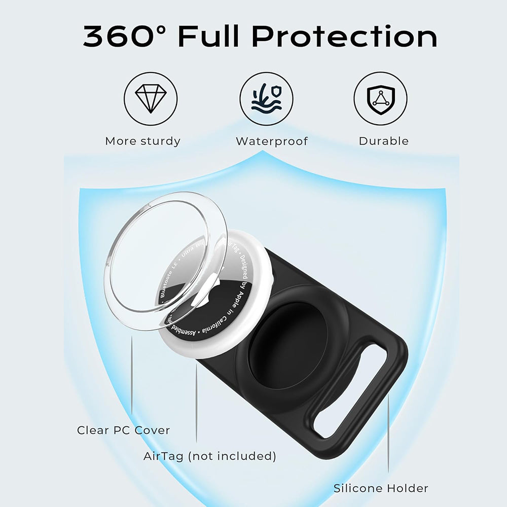 Nosilac Techsuit BuddyGuard DG1 za Apple AirTag na ogrlici kućnog ljubimca, Crni