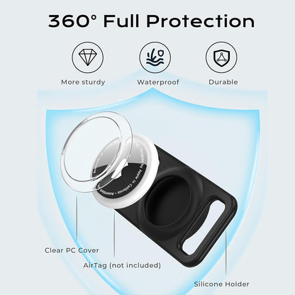 Nosilac Techsuit BuddyGuard DG1 za Apple AirTag na ogrlici kućnog ljubimca, Crni