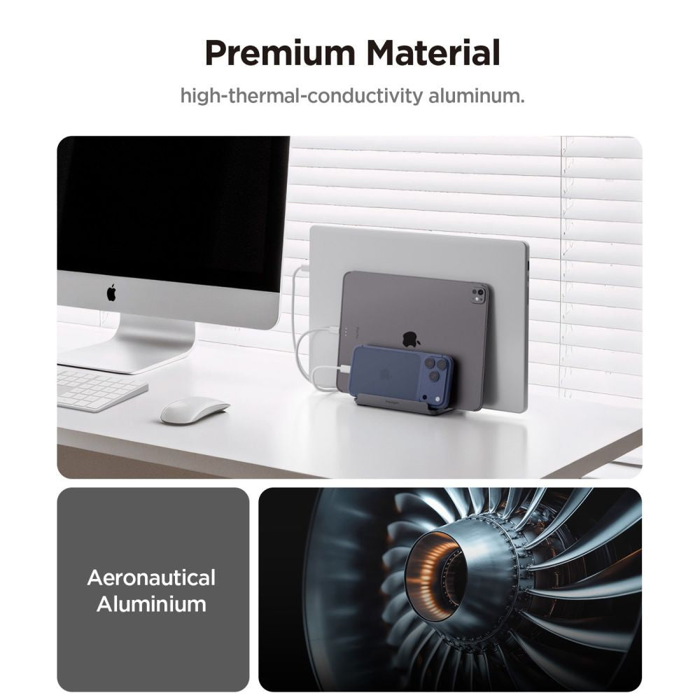 Vertikalni nosač Spigen LD208S4 Two za laptop debljine 14mm - 27mm, Sivi