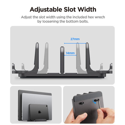 Vertikalni nosač Spigen LD208S4 Two za laptop debljine 14mm - 27mm, Sivi