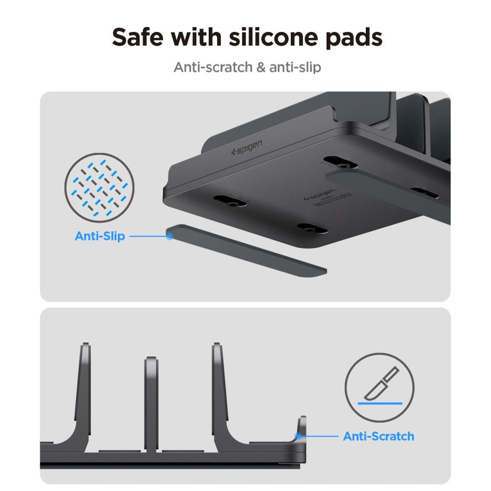 Vertikalni nosač Spigen LD208S4 Two za laptop debljine 14mm - 27mm, Sivi