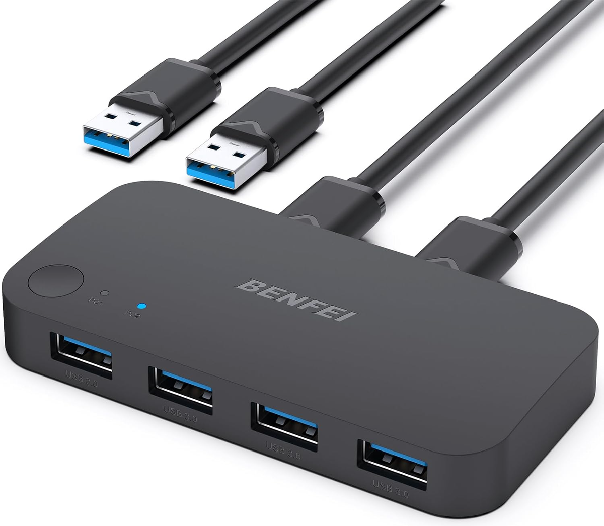 USB prekidač Benfei, 4 x USB-A 3.0, Crna