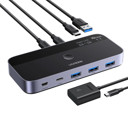 Switch USB UGREEN CM691 (45784), 3 x USB-A 3.2 - 1 x USB-C - 1 x miniUSB, Crni