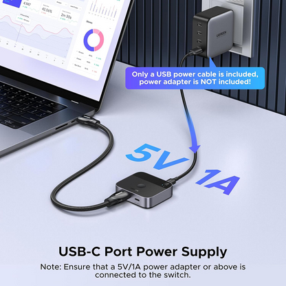 Switch Video HDMI / USB-C UGREEN AW503 (55452), Siva, Obnovljeno