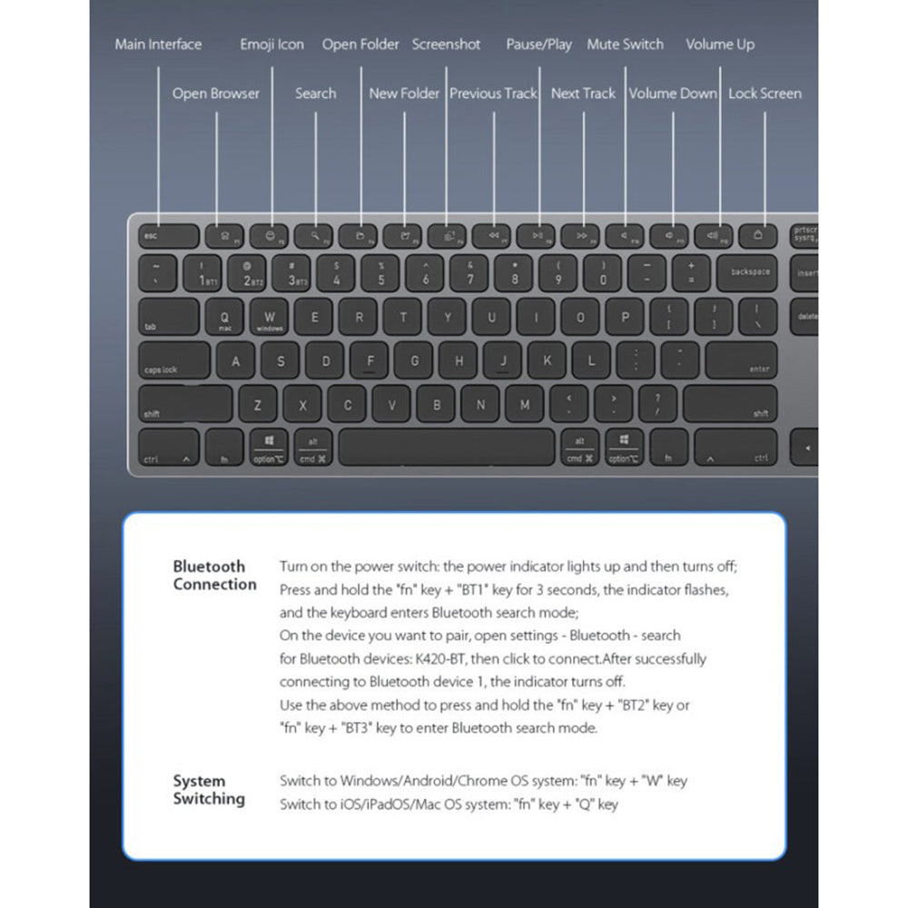 Bluetooth tastatura DUX DUCIS LK, Crna