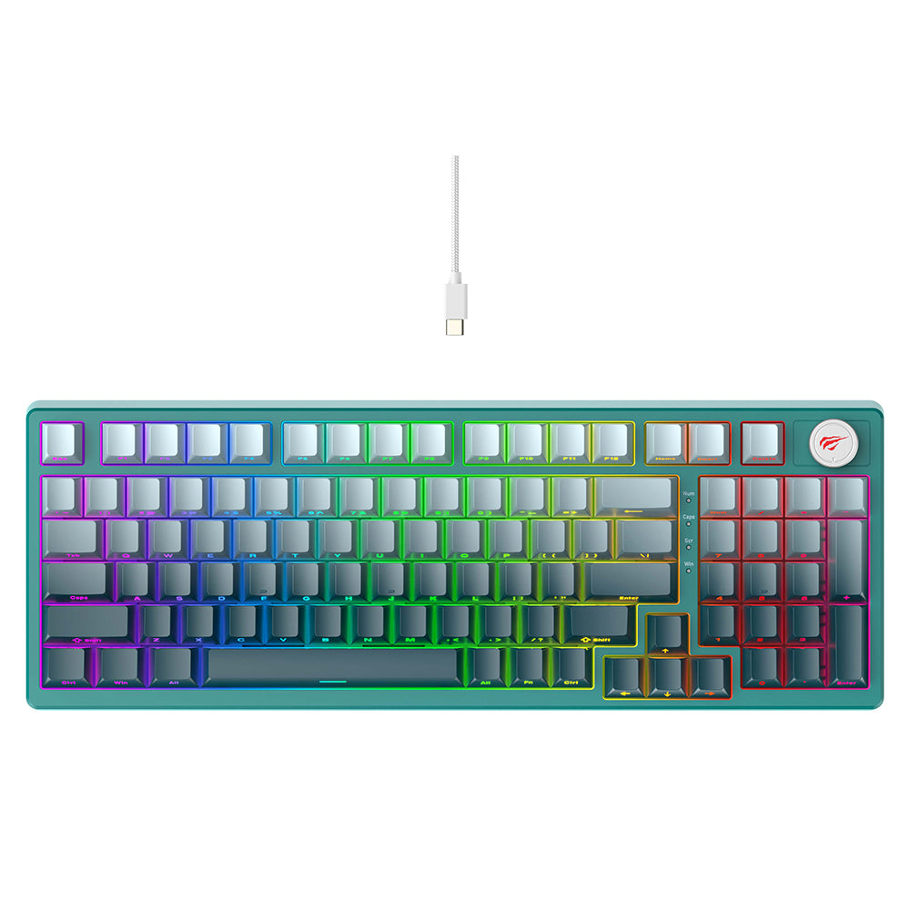 Tastatura Gaming HAVIT KB899L, RGB, 1.8m, Bela Zelena