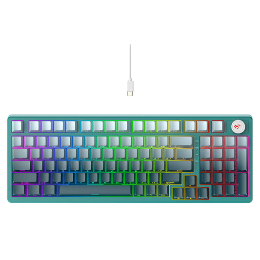 Tastatura Gaming HAVIT KB899L, RGB, 1.8m, Bela Zelena