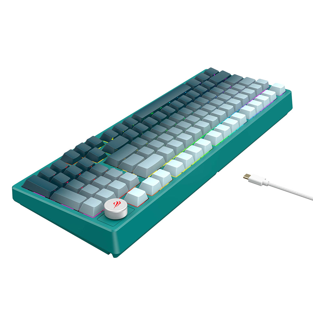 Tastatura Gaming HAVIT KB899L, RGB, 1.8m, Bela Zelena