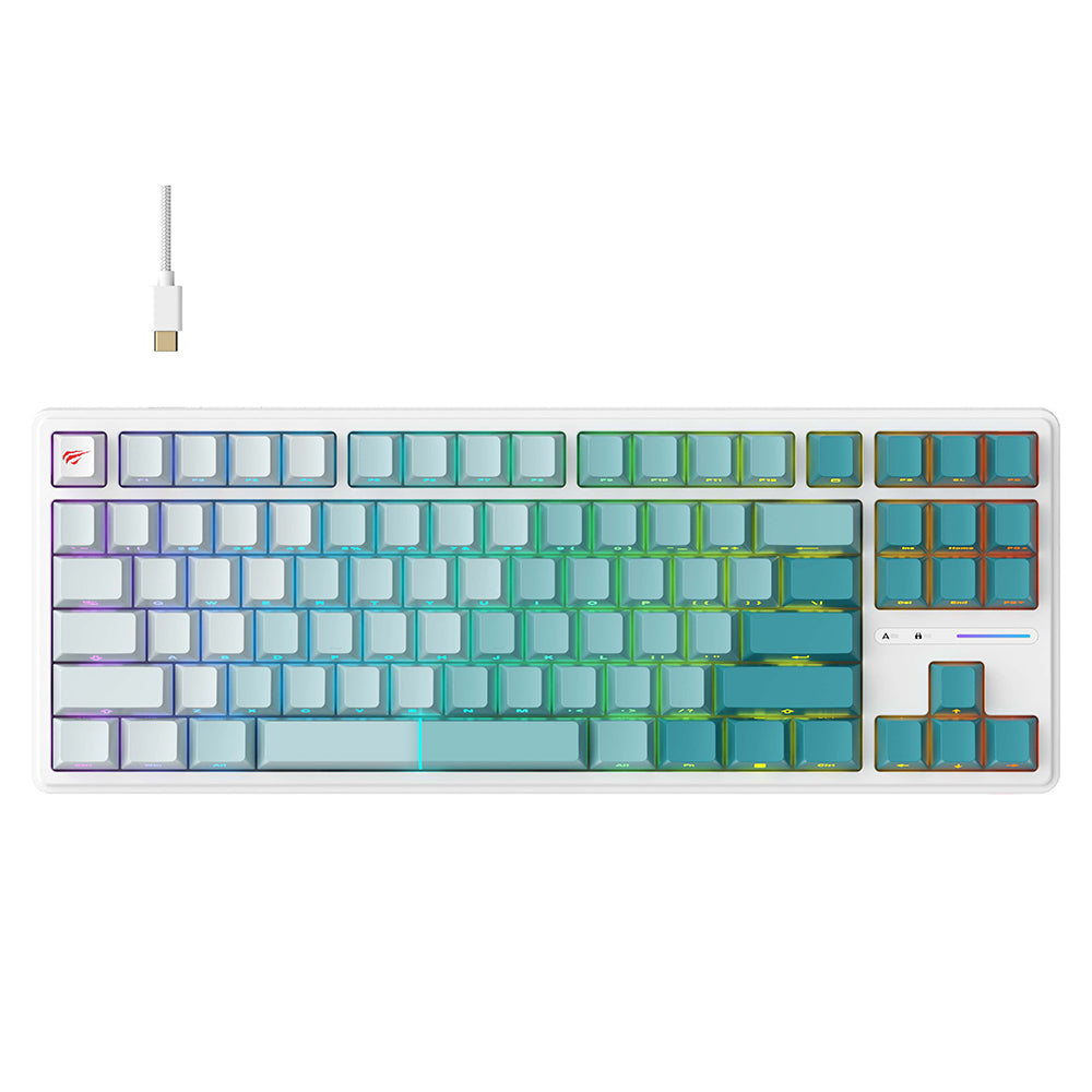 Tastatura Gaming HAVIT KB901L, RGB, 1.8m, Bela Zelena