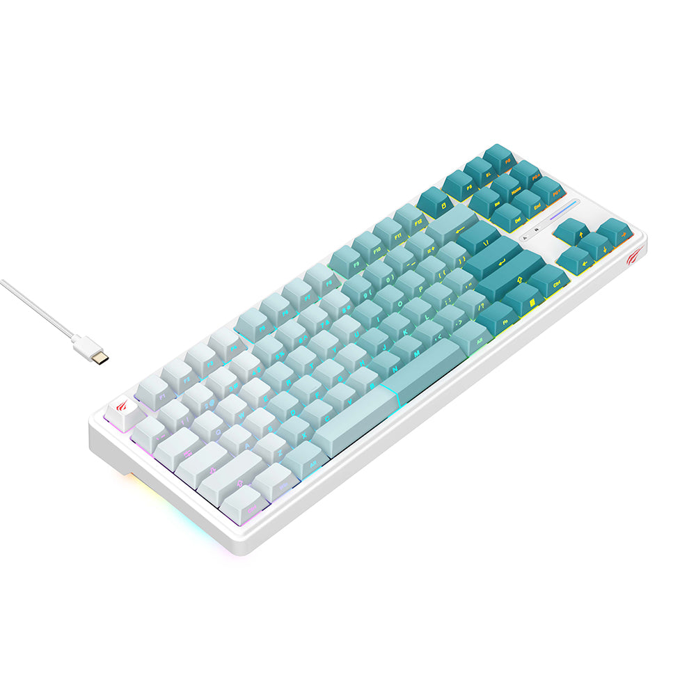 Tastatura Gaming HAVIT KB901L, RGB, 1.8m, Bela Zelena