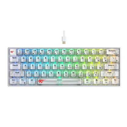 Tastatura Gaming HAVIT KB903L, RGB, 1.8m, Transparentna Bela