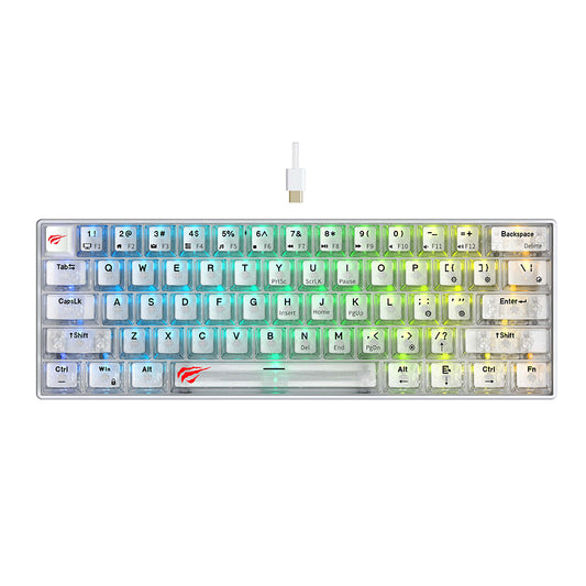 Tastatura Gaming HAVIT KB903L, RGB, 1.8m, Transparentna Bela