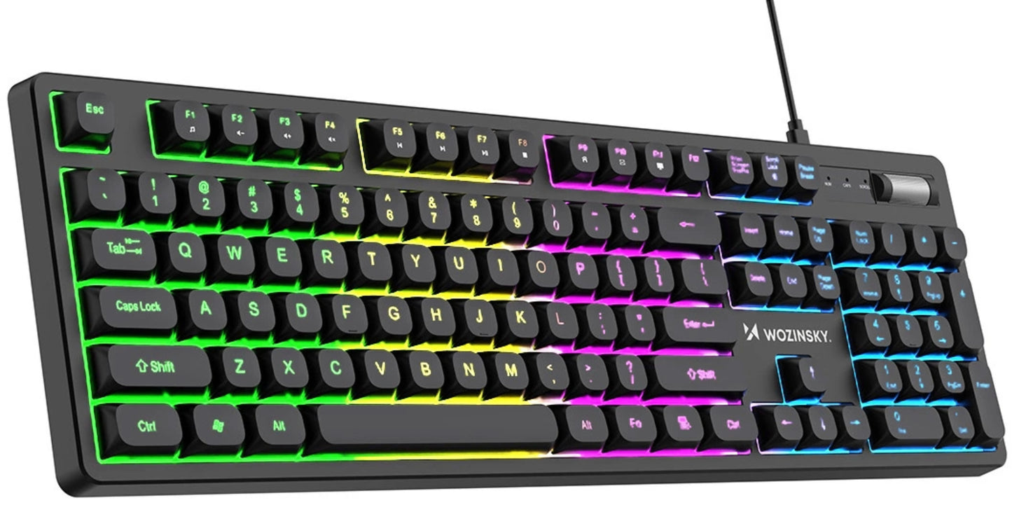 Gejmerska tastatura sa kablom USB WZK WKG-200, RGB, 1.5m, Crna
