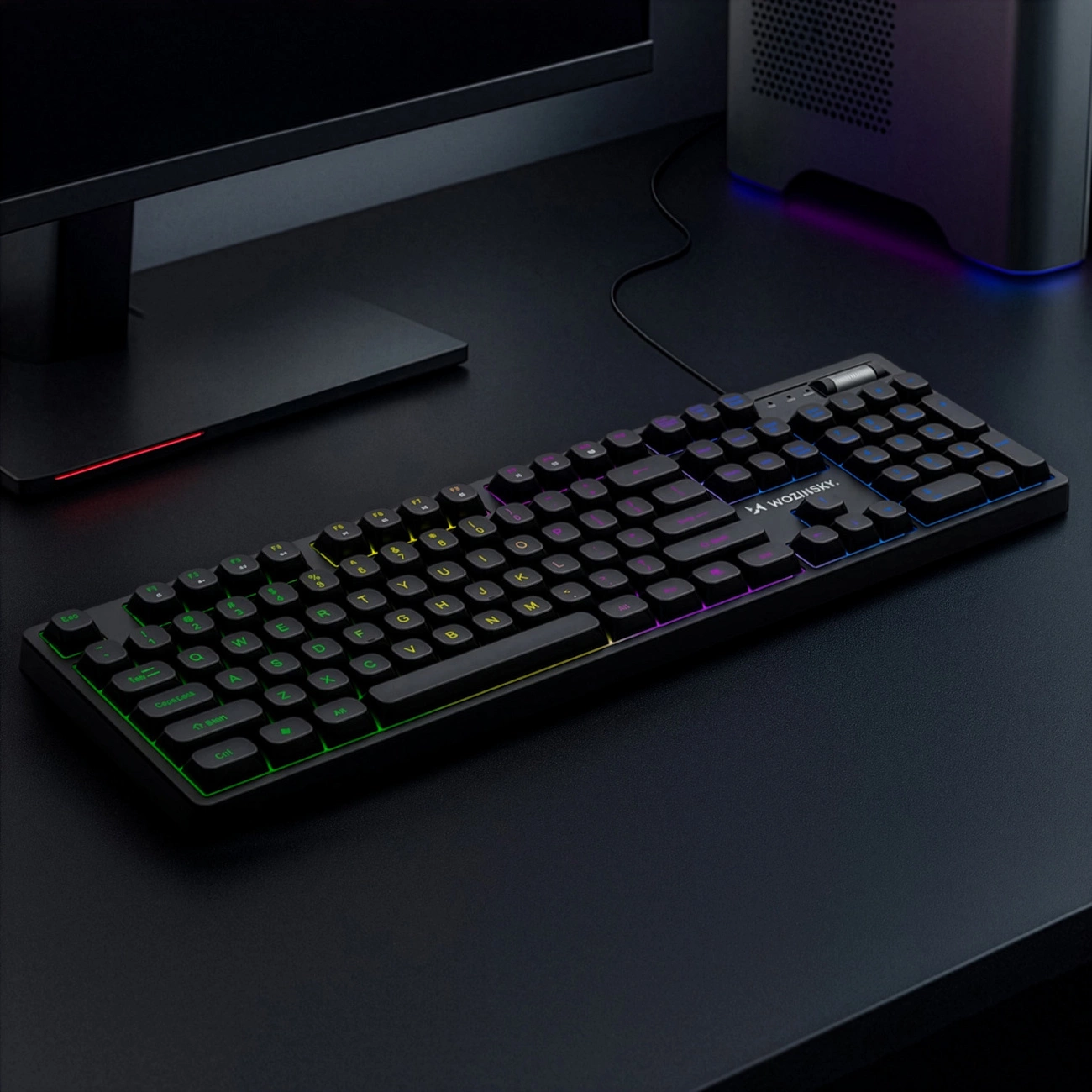 Gejmerska tastatura sa kablom USB WZK WKG-200, RGB, 1.5m, Crna