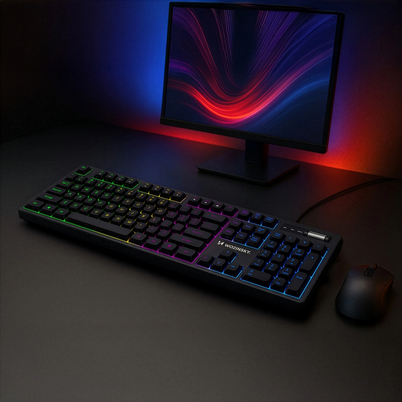 Gejmerska tastatura sa kablom USB WZK WKG-200, RGB, 1.5m, Crna