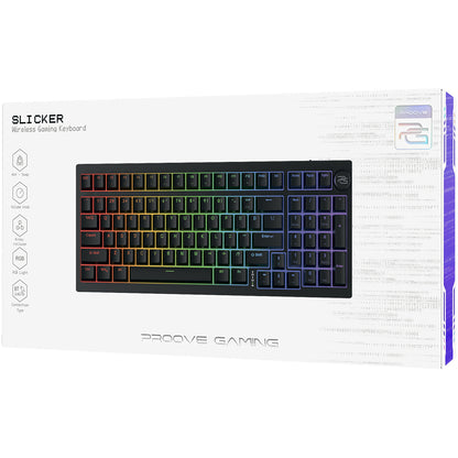 Tastatura Gaming Wireless Proove Slicker, RGB, BT / Wi-Fi / Wired, 1.8m, Crna WKSLEN00022401