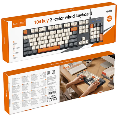 USB žičana tastatura HOCO GM61 Tri-Color, 1.45m, Siva