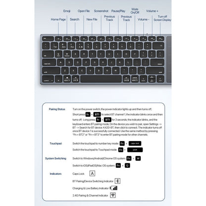 Bežična tastatura DUX DUCIS LK, BT / Wi-Fi, Crna