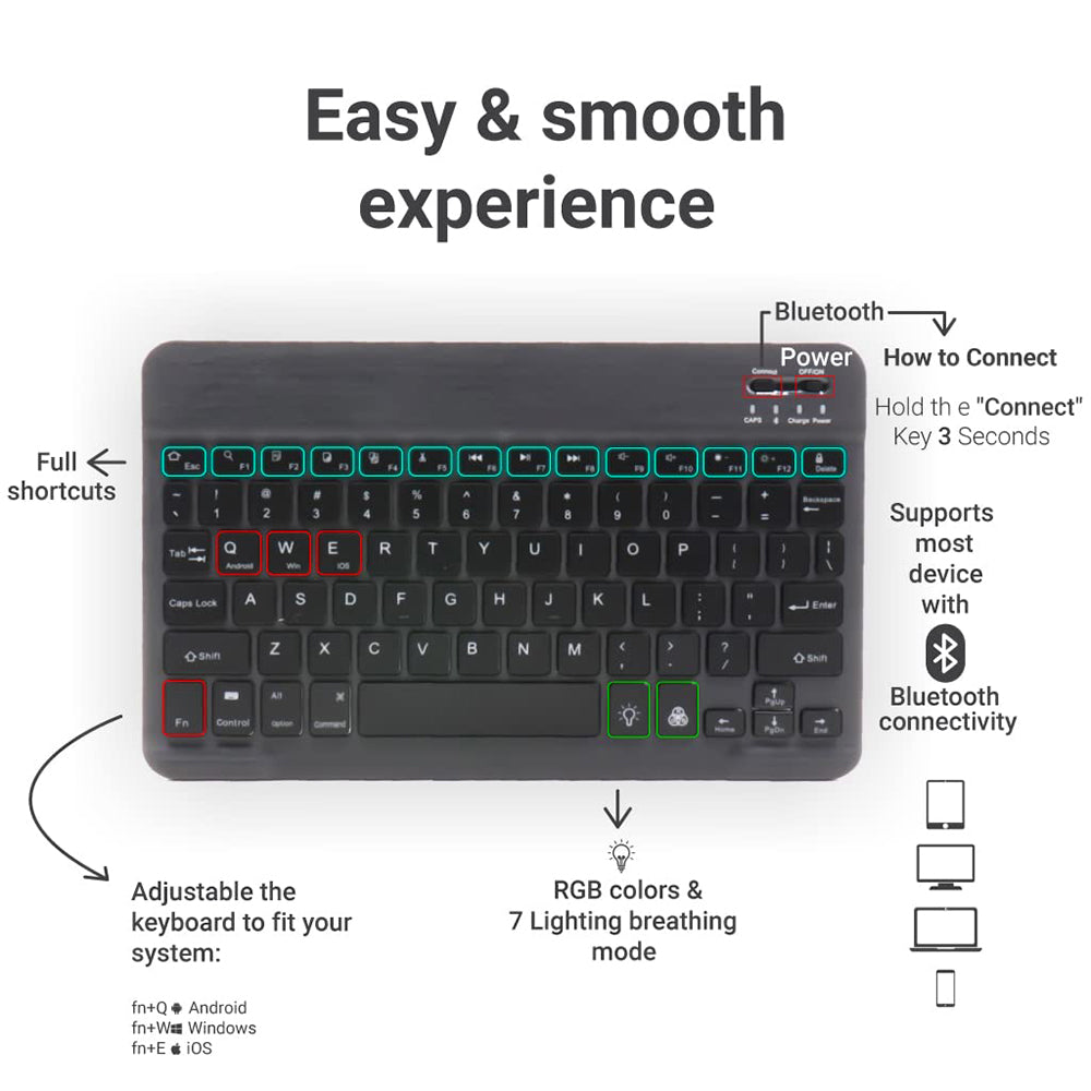 Bežična tastatura Techsuit WK1, RGB, Crna
