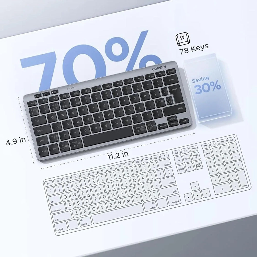 Bežična tastatura UGREEN 75049, BT / Wi-Fi, Crna