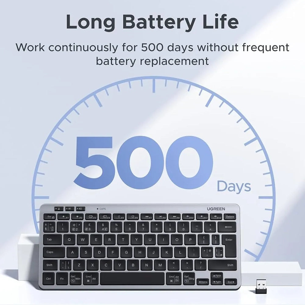 Bežična tastatura UGREEN 75049, BT / Wi-Fi, Crna