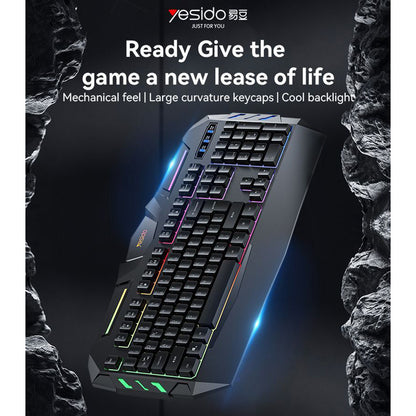 Bežična tastatura Yesido KB21, RGB, 1.5m, Crna