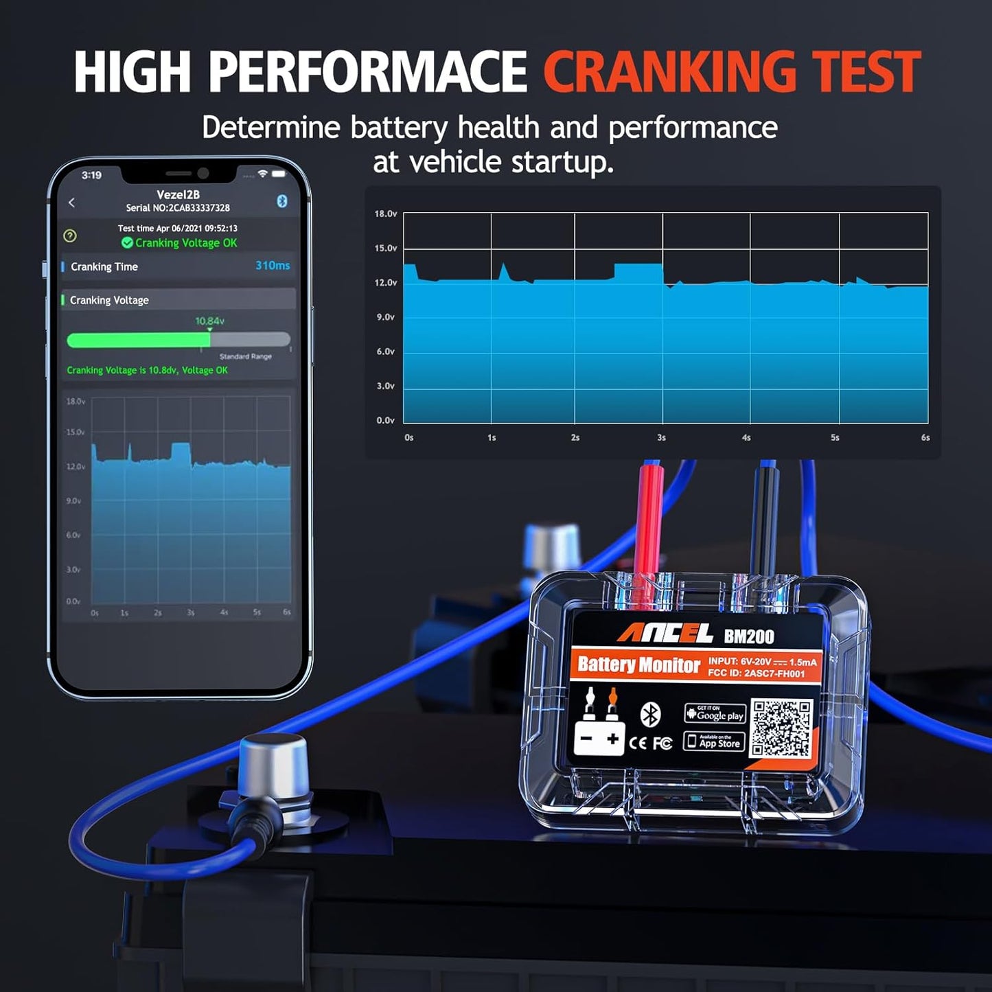 Tester Bluetooth za Praćenje Auto Baterije Ancel BM200