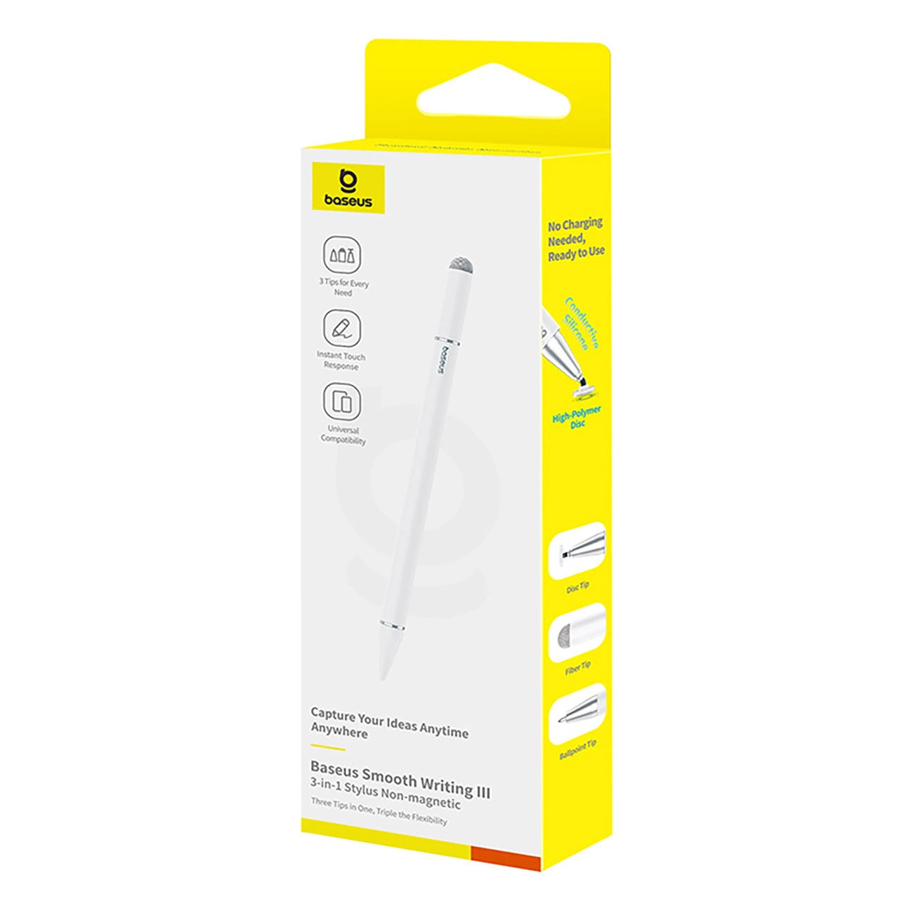 Touch Pen Baseus Smooth Writing 3 Magnetic 3in1 Series, Pasivna Verzija, Bela P80080804213-00