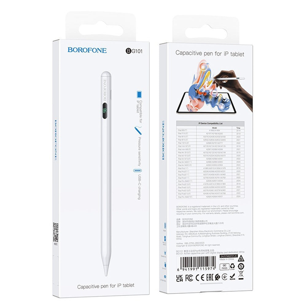 Touch Pen Borofone BG101 za Apple iPad seriju, Aktivna verzija, Bela
