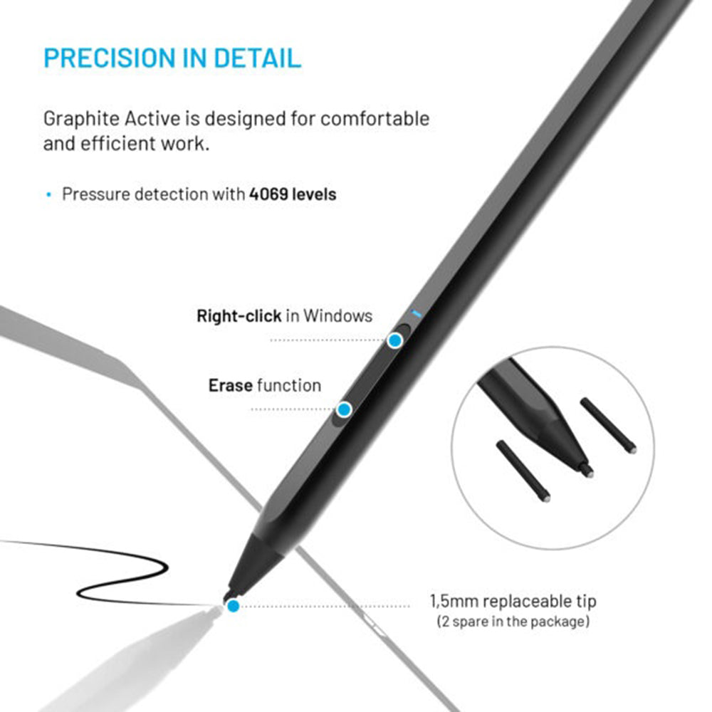 Touch Pen Fixed Graphite Active za uređaje sa podrškom za MPP, Crni