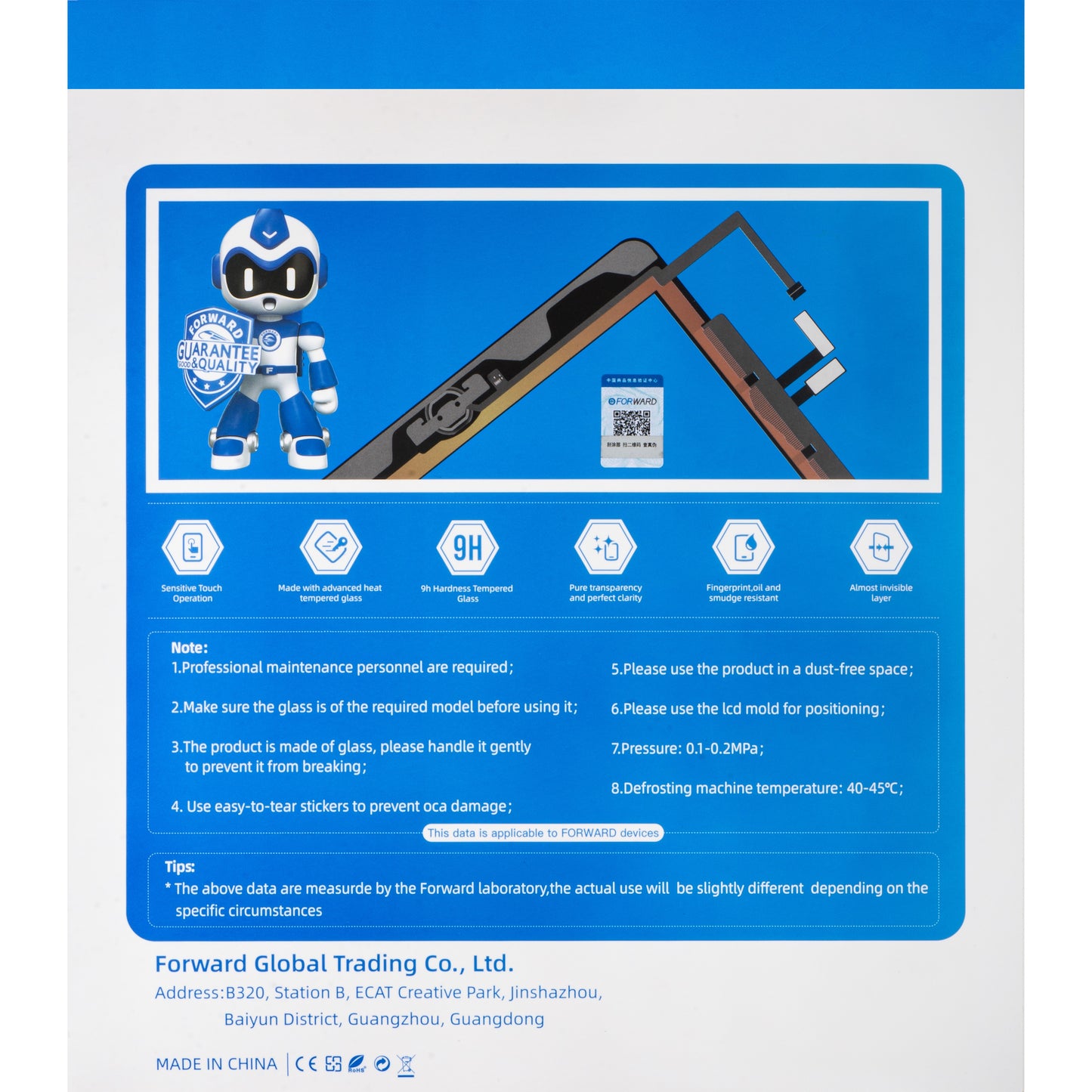 Touchscreen Forward Guard OCA za Apple iPad Air (2020), Crna