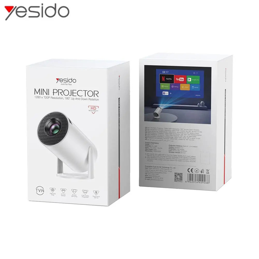 Videoprojektor Yesido TV14, 720P, 120ANSI, Beli