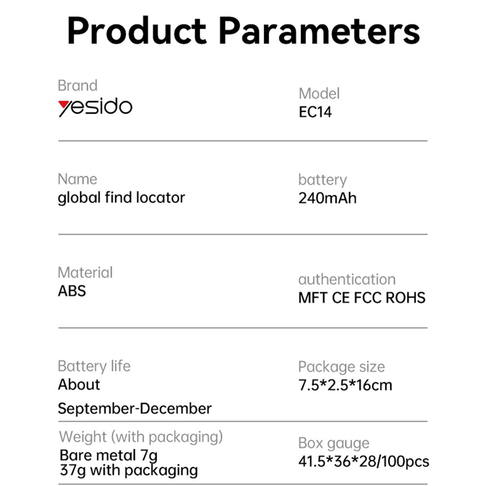 Yesido SmartTag EC14 za iOS seriju, Beli