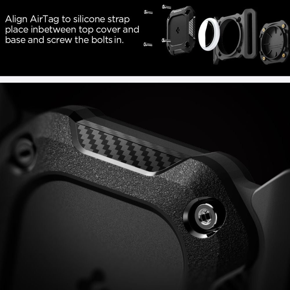 Nosilac Spigen Tough Armor za Apple AirTag na ogrlici kućnog ljubimca, Crni