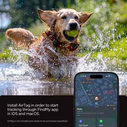 Nosilac Spigen Tough Armor za Apple AirTag na ogrlici kućnog ljubimca, Crni